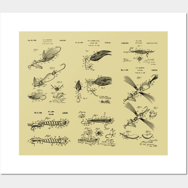 Patent Blueprint Apparel - Vintage Fishing Lure Patents Wall Art by MadebyDesign